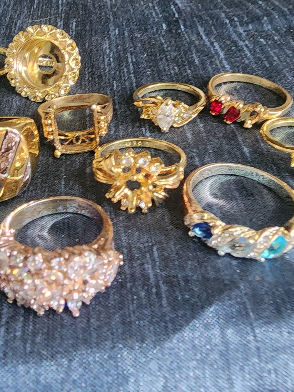 Jewelry Bundle Lot Jar 26 Rings For Crafts Sterling Silver Gold Tone Turquoise